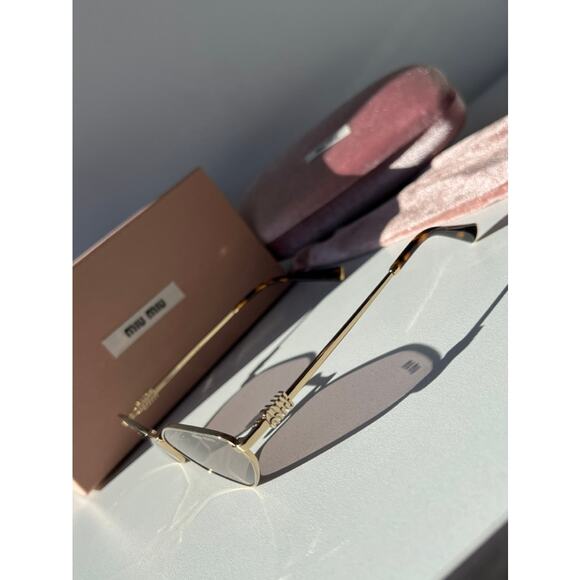 NEW Miu Miu MU56ZS Purple Gold Metal Sunglasses $560 main image 9